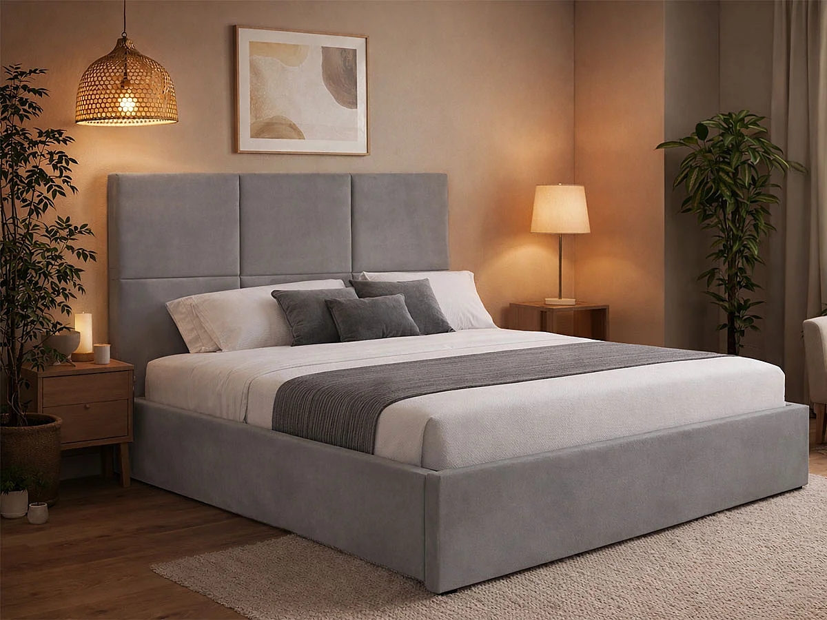 Cama de Casal Elegance Estrado Elevatório (Cinza)(200×180 cm)