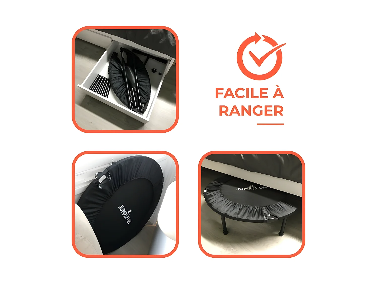 Mini Trampoline Fitness Jump4fun Pliable Double-Bar - Ø122cm