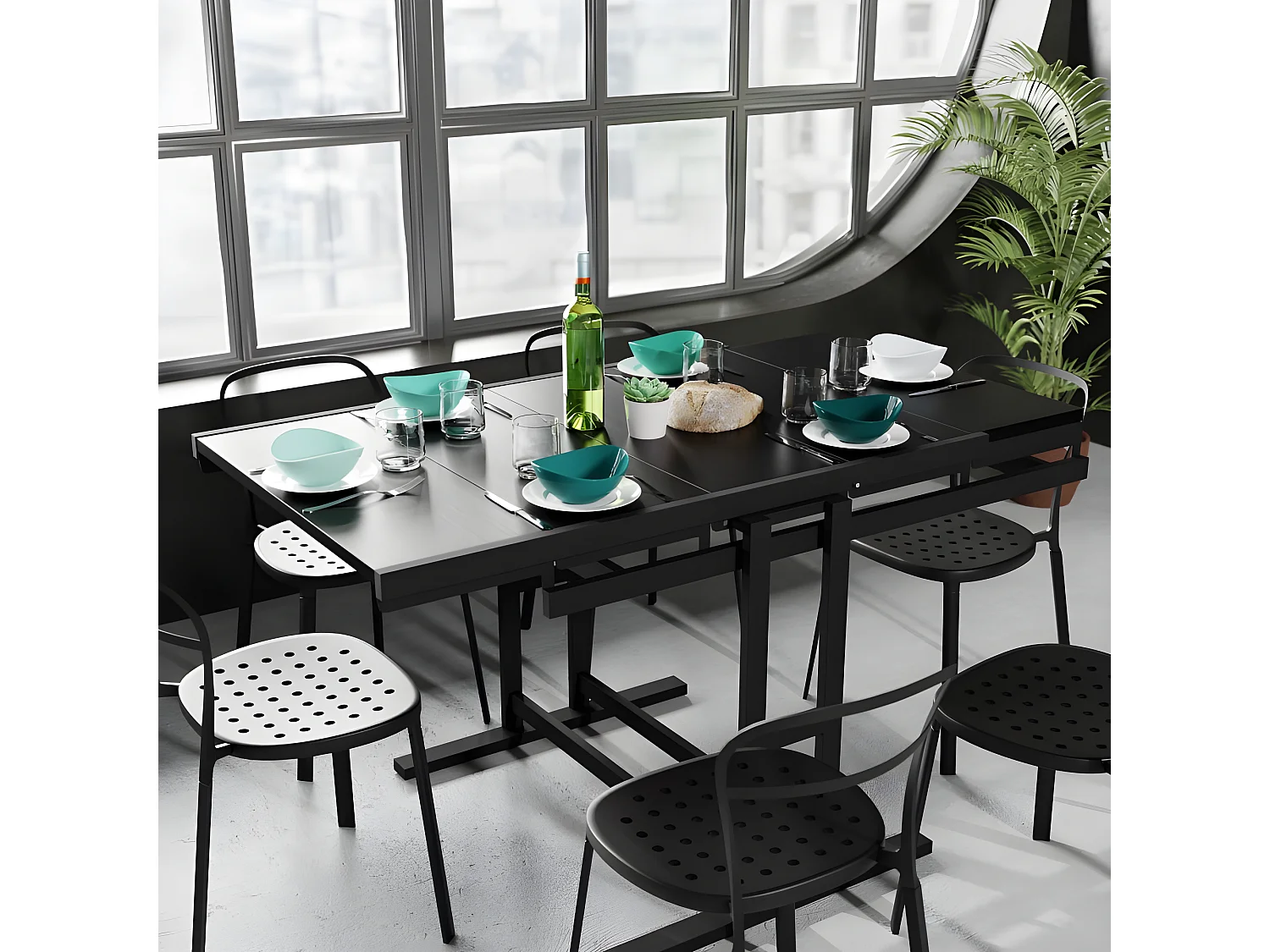 Table modulable (L120 x l78 x H77,5 cm) convertible en Etagère - style industriel