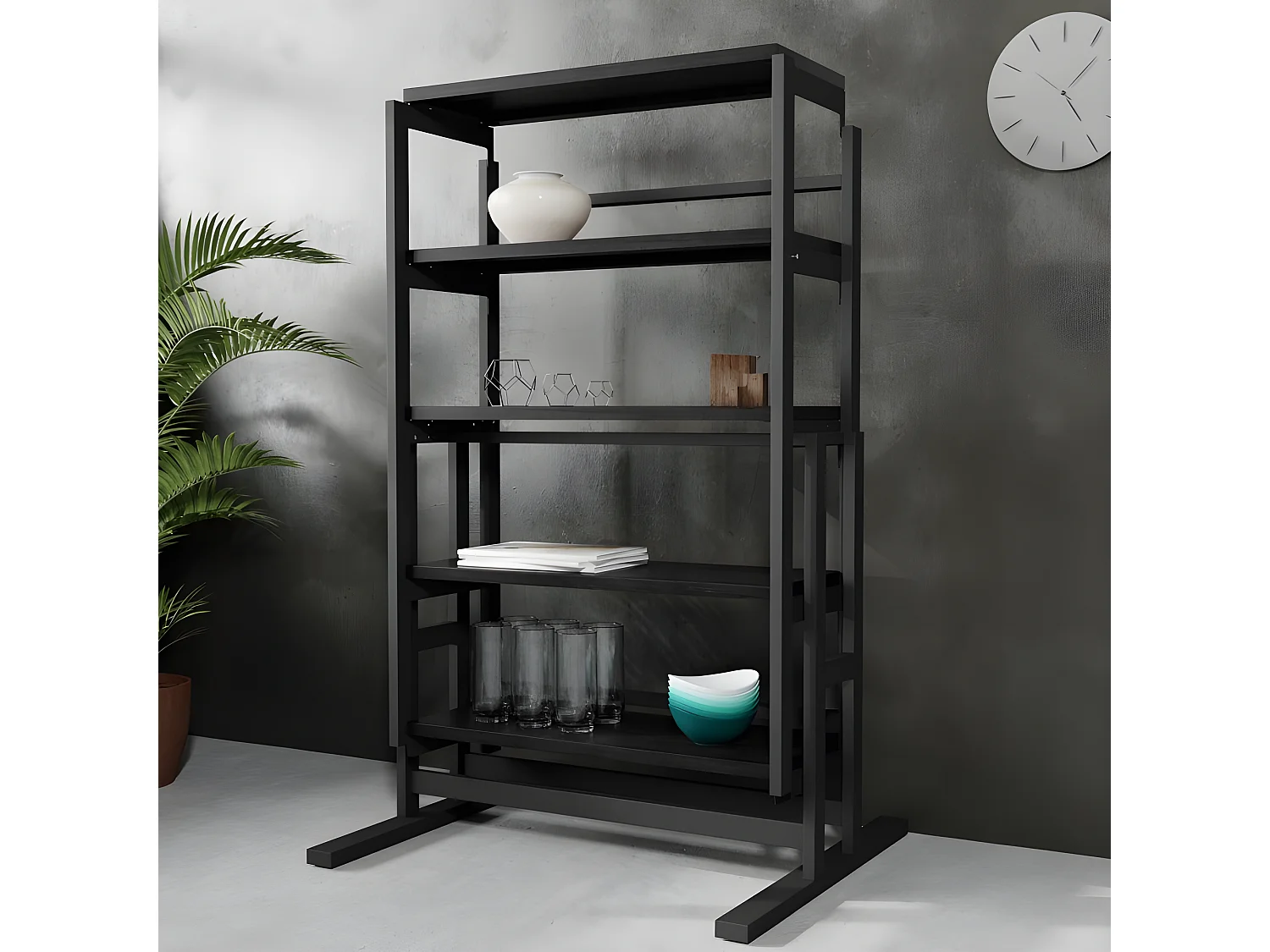 Table modulable (L120 x l78 x H77,5 cm) convertible en Etagère - style industriel