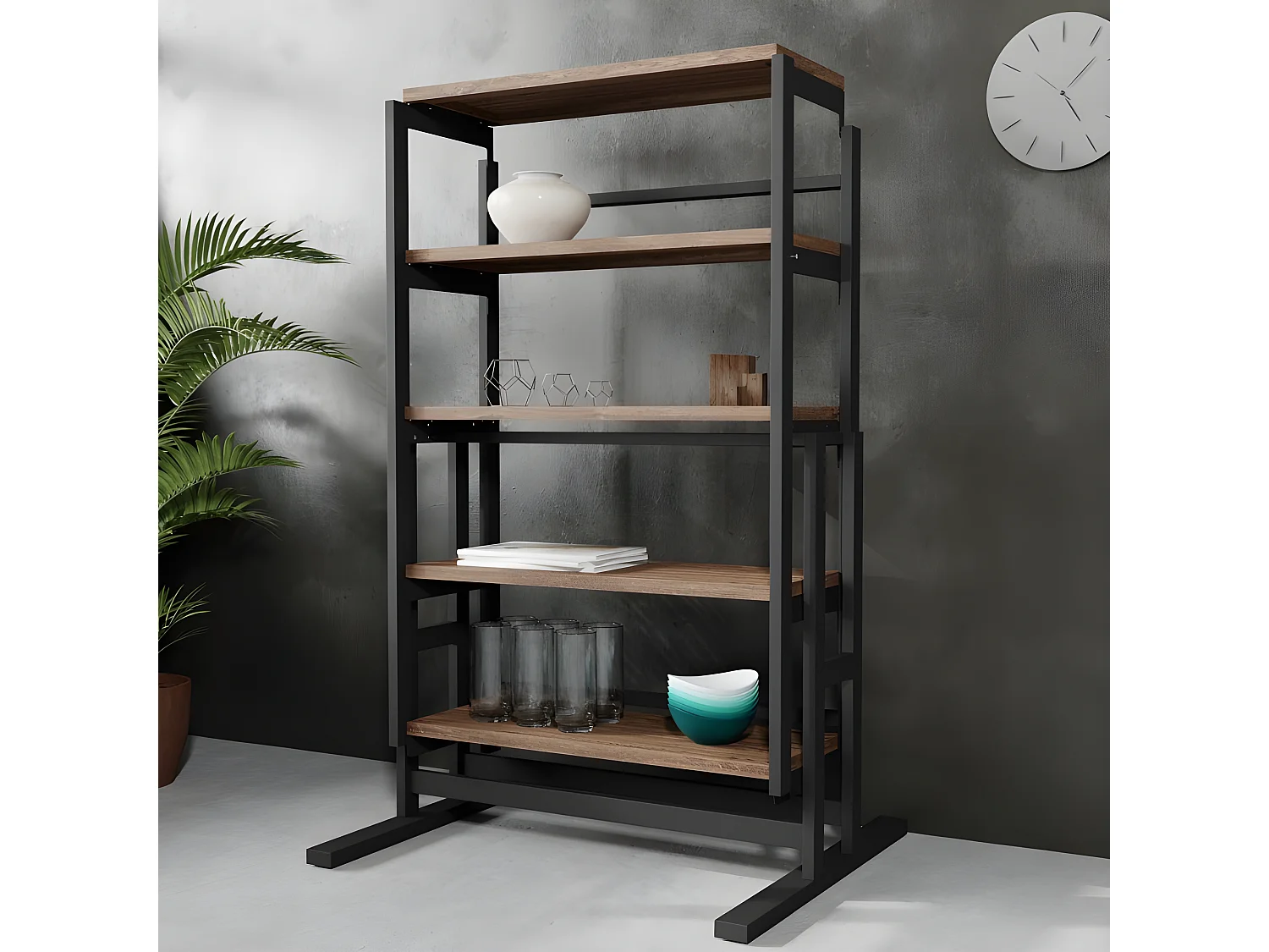 Table modulable (L120 x l78 x H77,5 cm) convertible en Etagère - style industriel