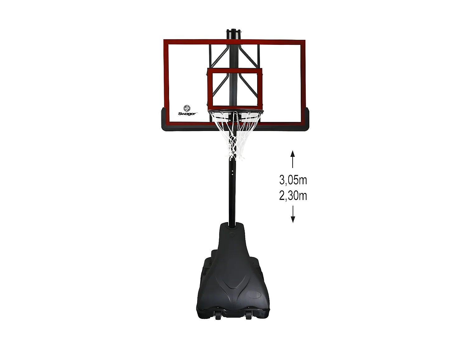 Panier de Basketball Pro Deluxe Platinium sur Pied et Mobile, Hauteur Réglable de 2,30m à 3,05m