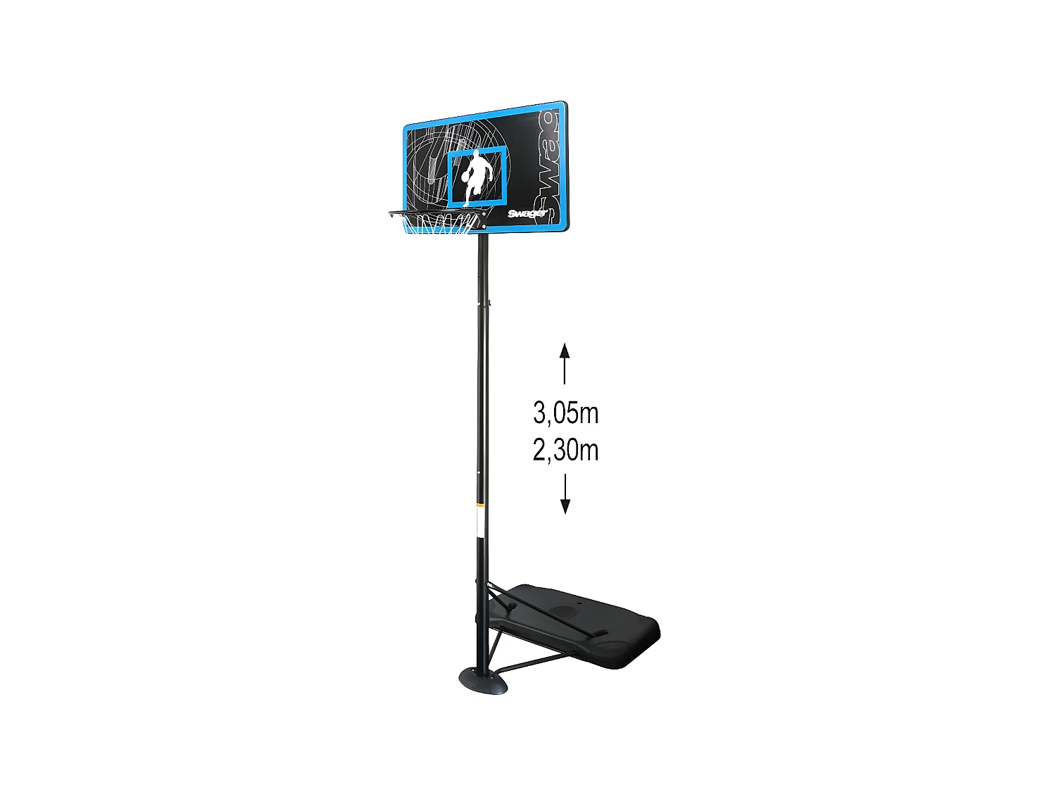 Panier de Basketball sur Pied Mobile " The Glider" Hauteur Réglable de 2,30m à 3,05m