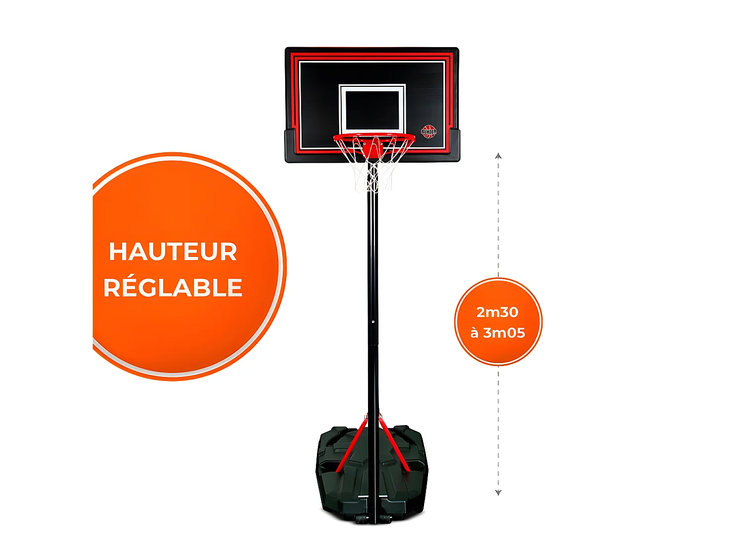 Panier de Basket sur Pied Mobile Phoenix - Bumber - Hauteur réglable de 2m30 à 3m05