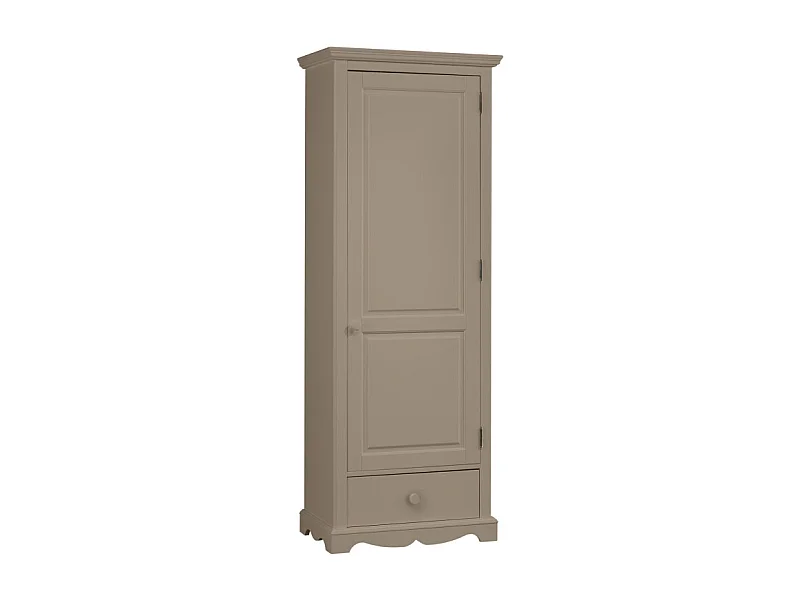 Armoire Bonnetière Taupe Style Anglais 3 Etagères 4 Niches L 70 H 186 P 42 cm