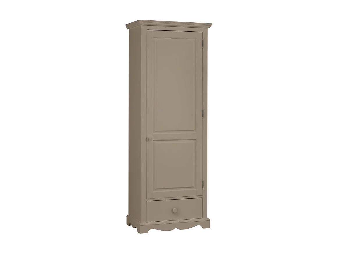 Armoire Bonnetière Taupe Style Anglais 3 Etagères 4 Niches L 70 H 186 P 42 cm