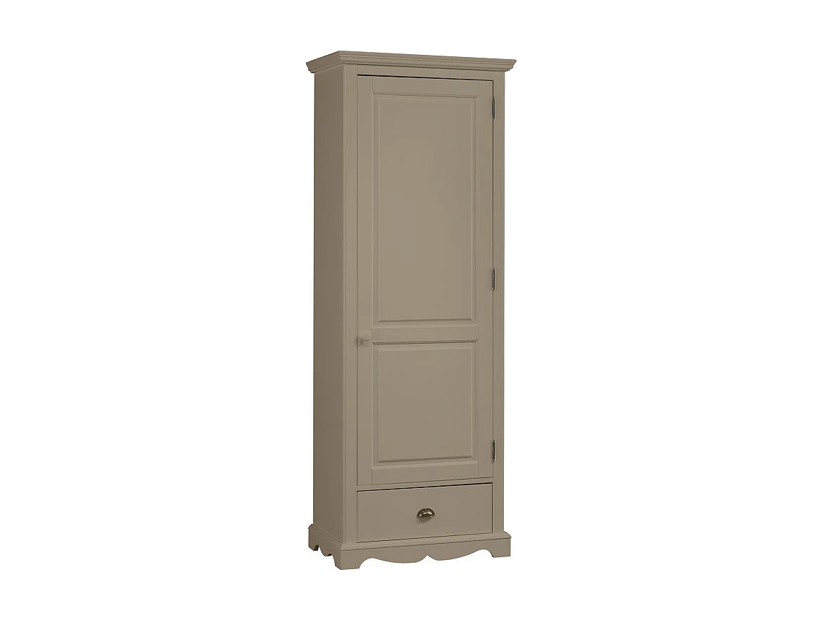 Armoire Bonnetière Taupe Style Anglais 3 Etagères 4 Niches L 70 H 186 P 42 cm