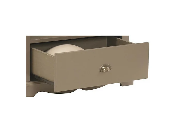 Armoire Bonnetière Taupe Style Anglais 3 Etagères 4 Niches L 70 H 186 P 42 cm