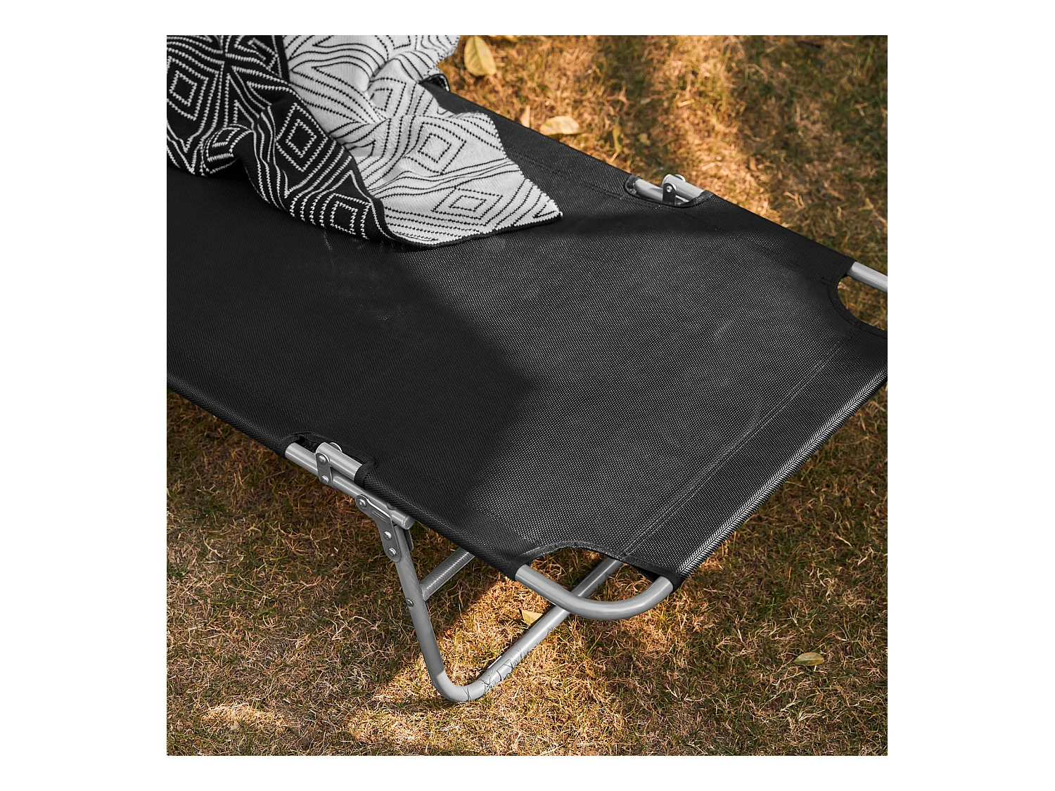 SoBuy OGS48-Sch Bain de Soleil Chaise Longue Transat de Jardin Pliable Position Réglable avec Parasol Pare Soleil - Charge 150kg – Noir