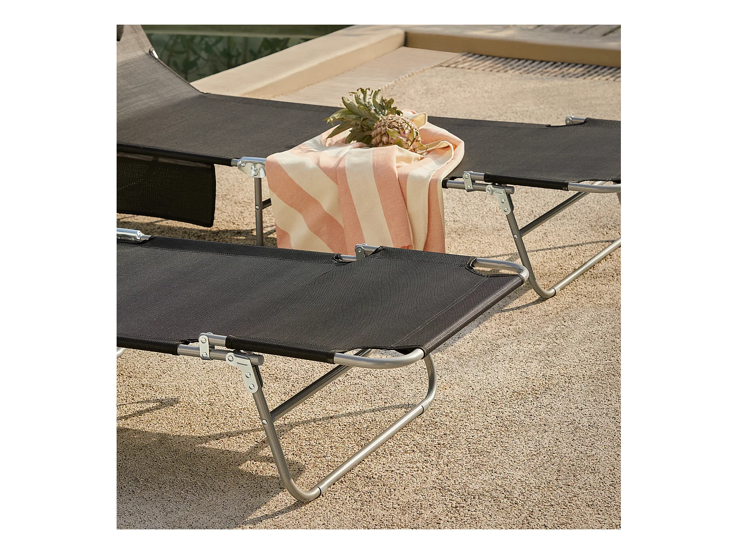 SoBuy OGS48-Sch Bain de Soleil Chaise Longue Transat de Jardin Pliable Position Réglable avec Parasol Pare Soleil - Charge 150kg – Noir