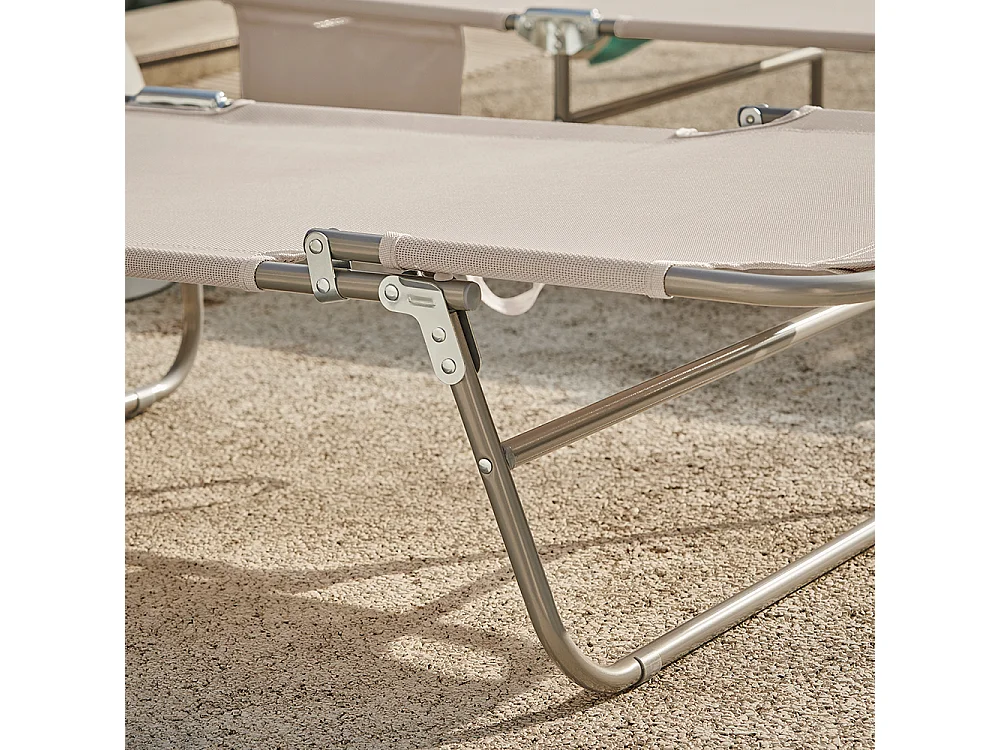 SoBuy OGS48-MIx2 Lot de 2 Bain de Soleil Chaise Longue Transat de Jardin Pliables Position réglable avec Parasol Pare Soleil - Beige