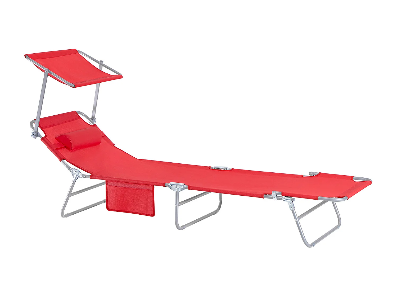 SoBuy OGS48-R Chaise Longue Bain de Soleil Transat de Relaxation Pliant Chaise de Camping Inclinable, Pliable et Réglable - Rouge