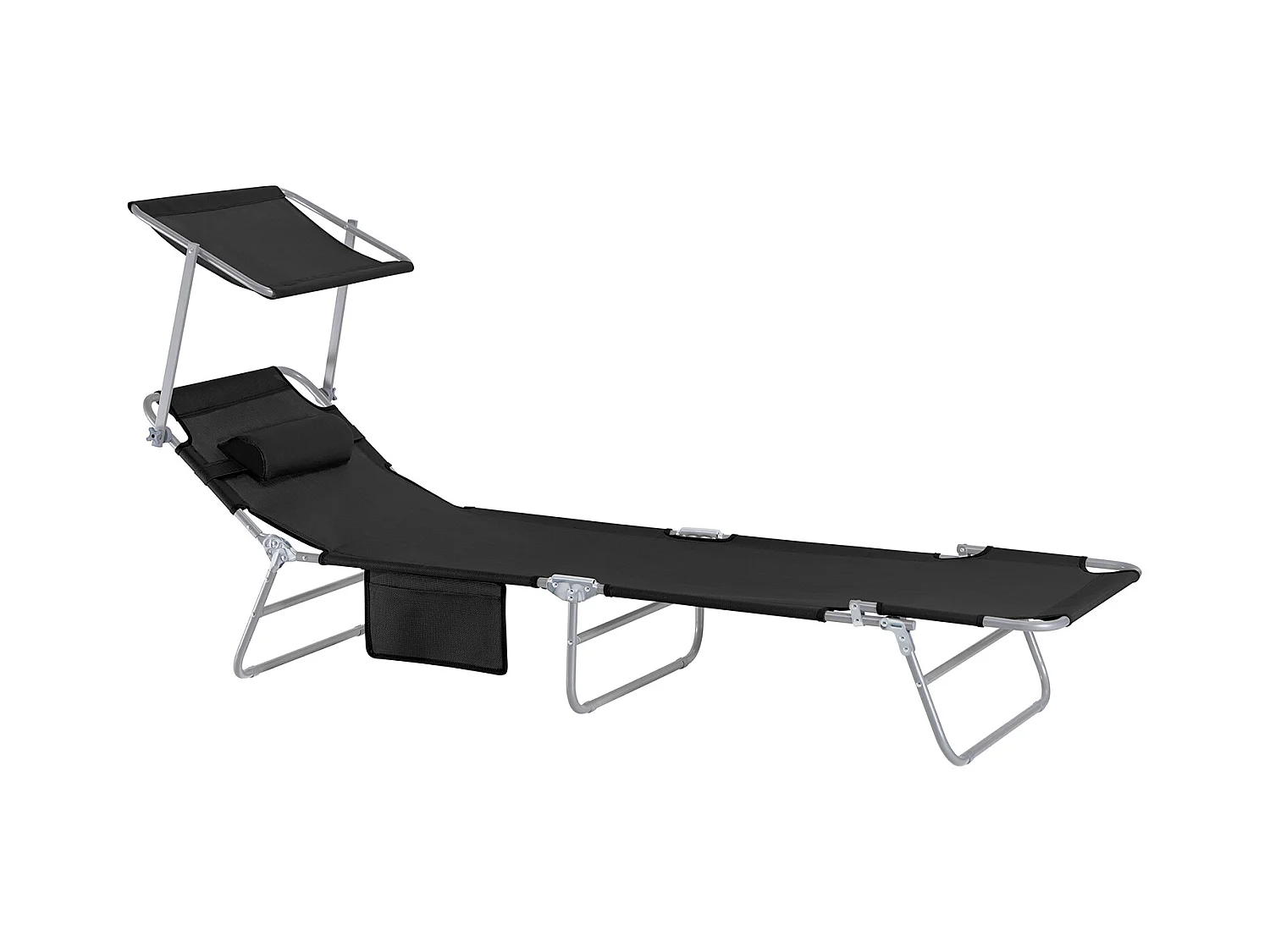 SoBuy OGS48-SCHx2 Lot de 2 Bains de Soleil Chaises Longue Transats de Jardin Pliable Position réglable avec Parasol Pare Soleil - Noir
