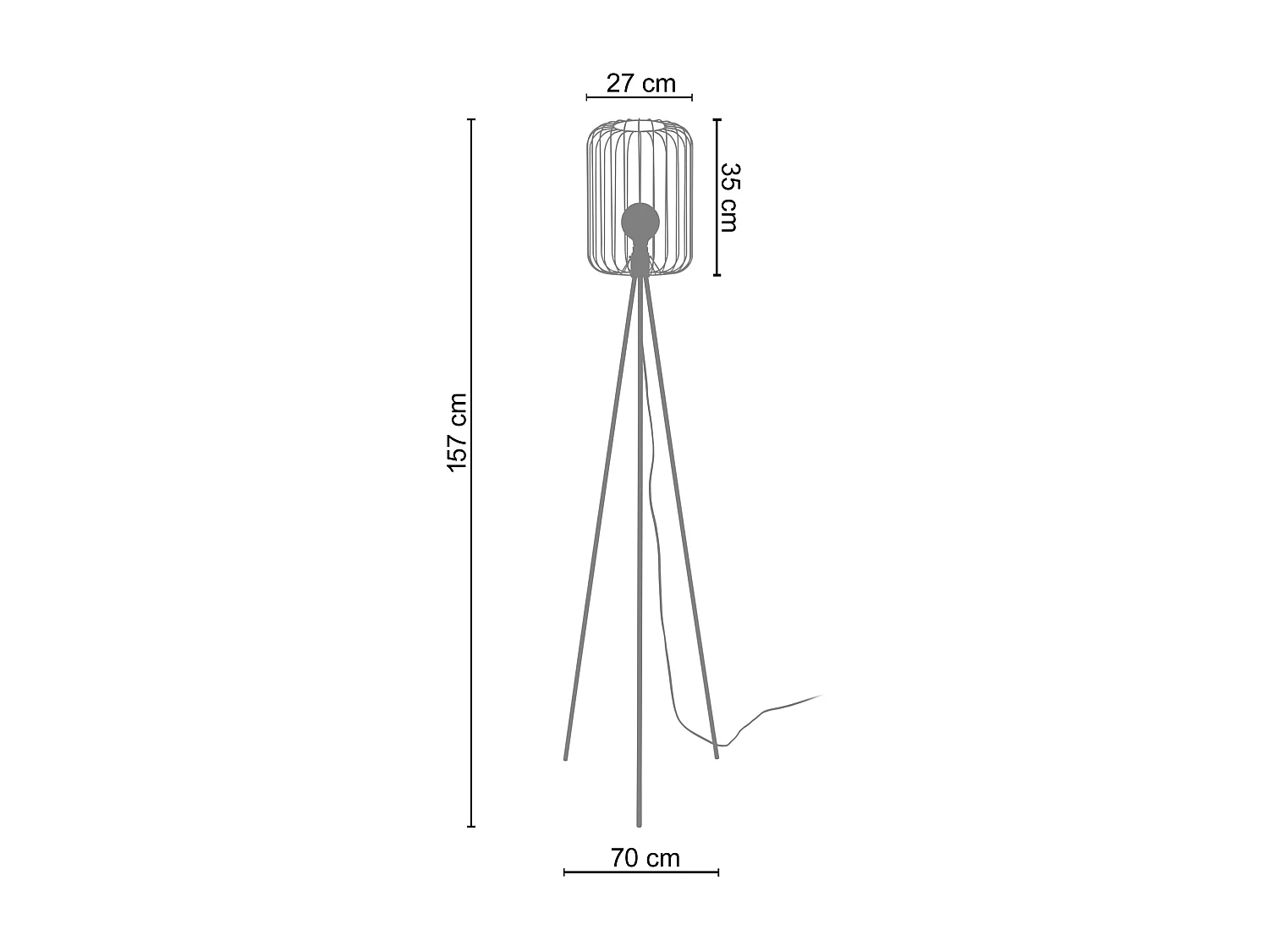Abajur TOSEL TAMBOUR 40 tecido tambor cinza D40 x H23  cm