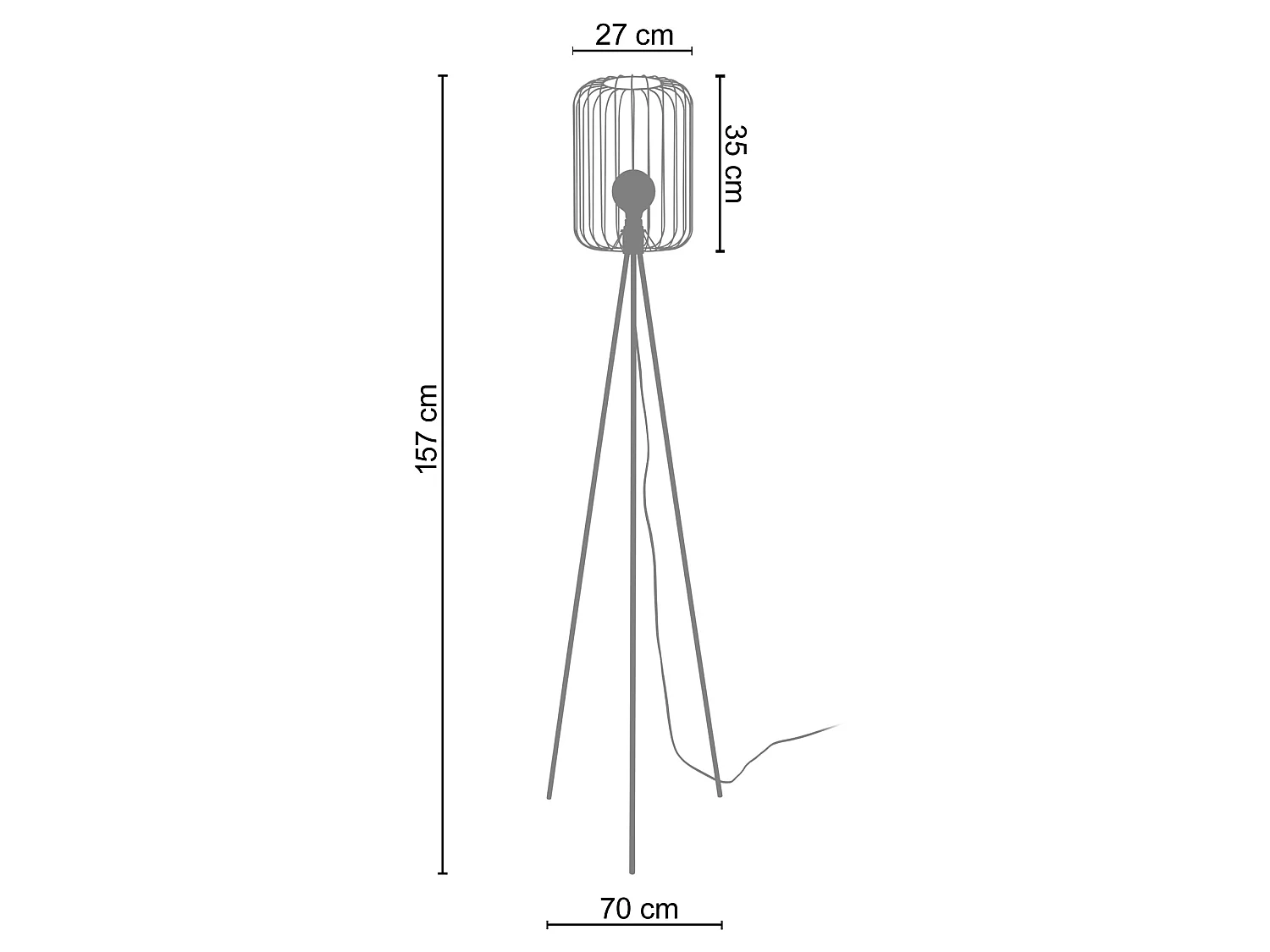 Lampadaire TOSEL ,métal,Doré ,H157xD 50xP50cm