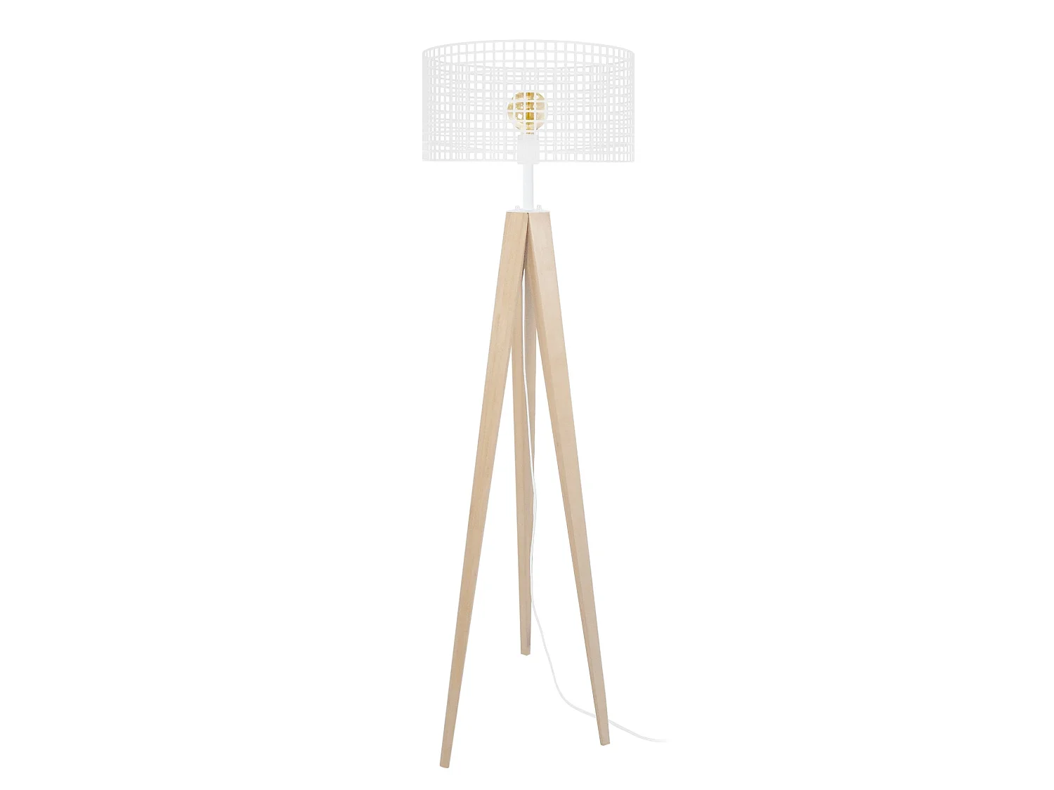 LISERON - Lampadaire trépied bois naturel et blanc