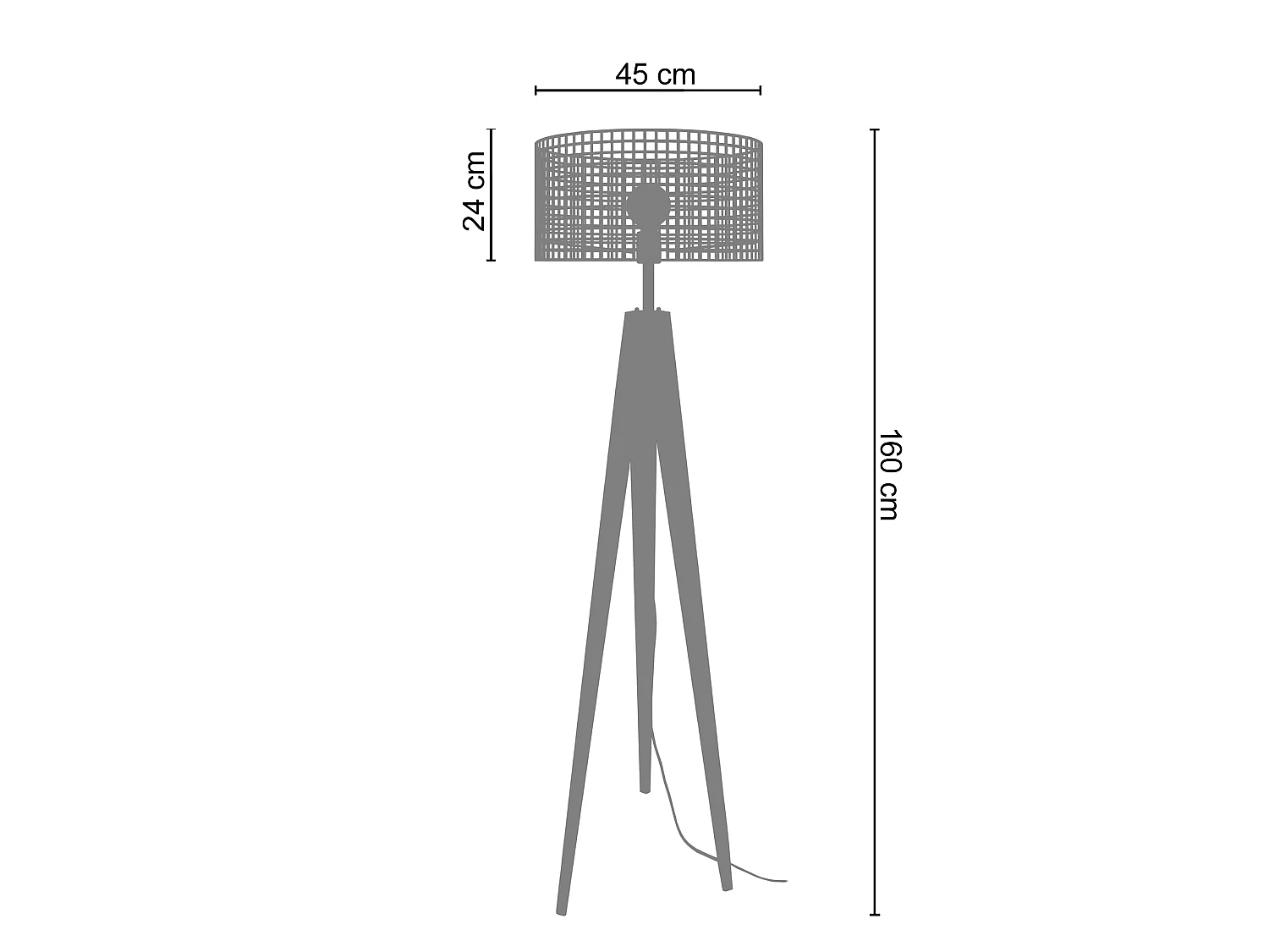 LISERON - Lampadaire trépied bois naturel et blanc