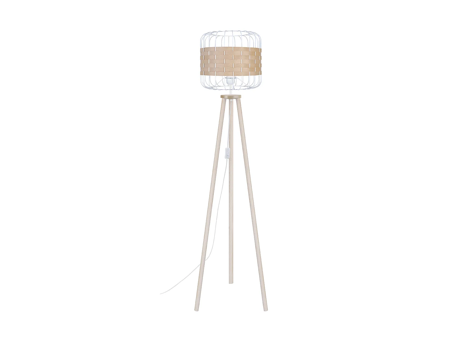 TRESSÉ.BAGO A - Lampadaire trépied bois naturel et blanc