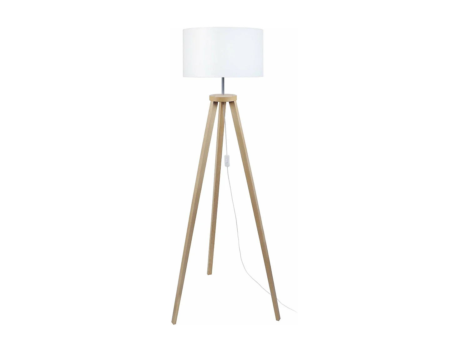 Lampadaire trépied, bois  naturel 152 cm.