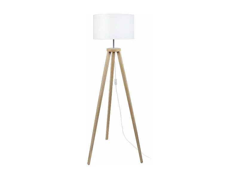 Lampadaire trépied, bois  naturel 152 cm.