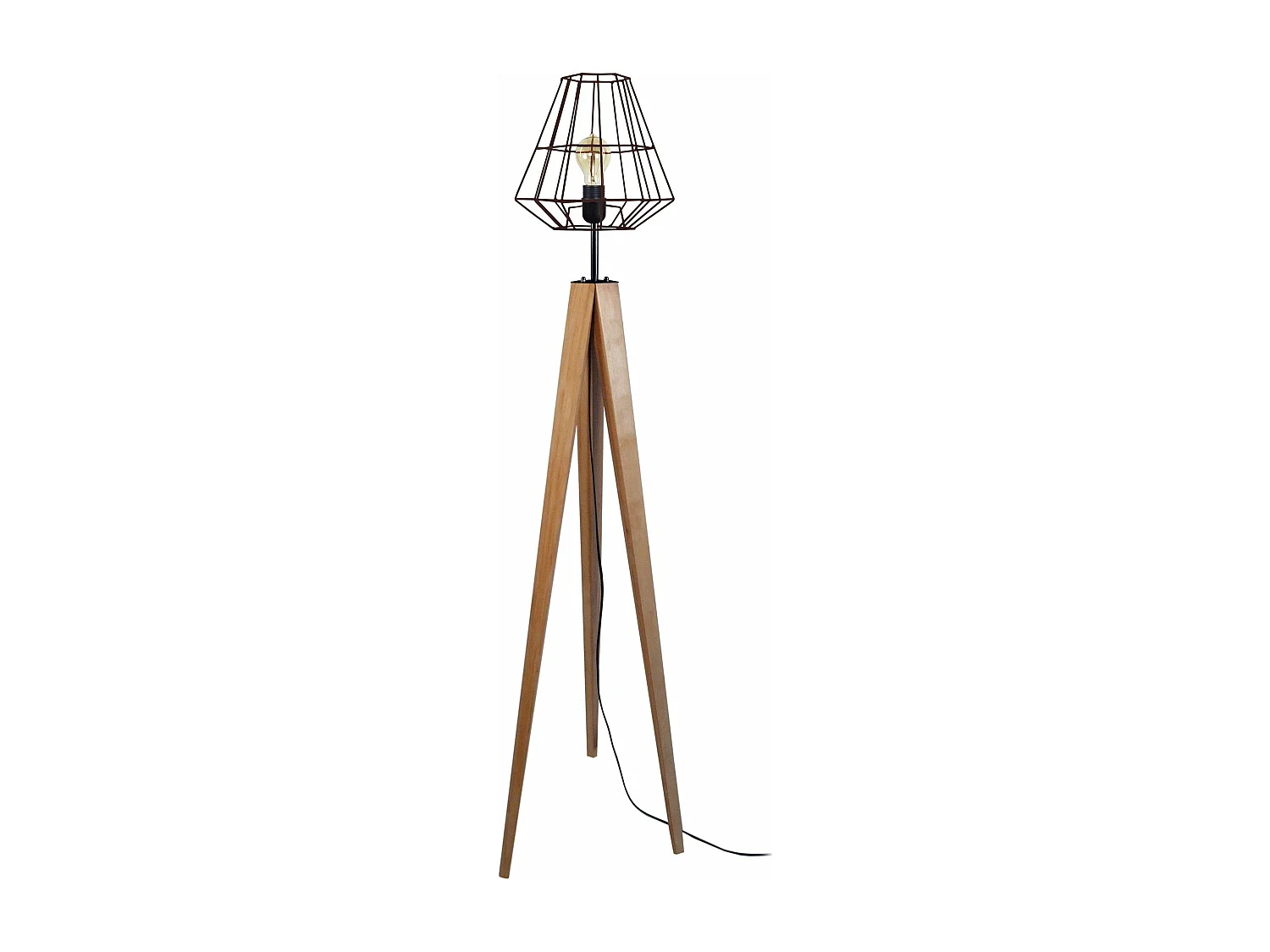 Lampadaire trépied bois  foncé noir 170 cm.