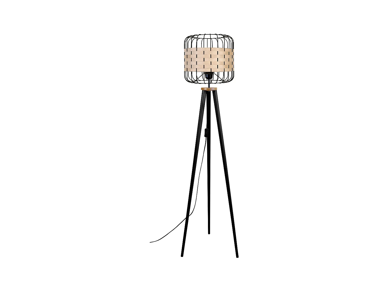 Lampadaire trépied bois  taupe,naturel 160 cm.
