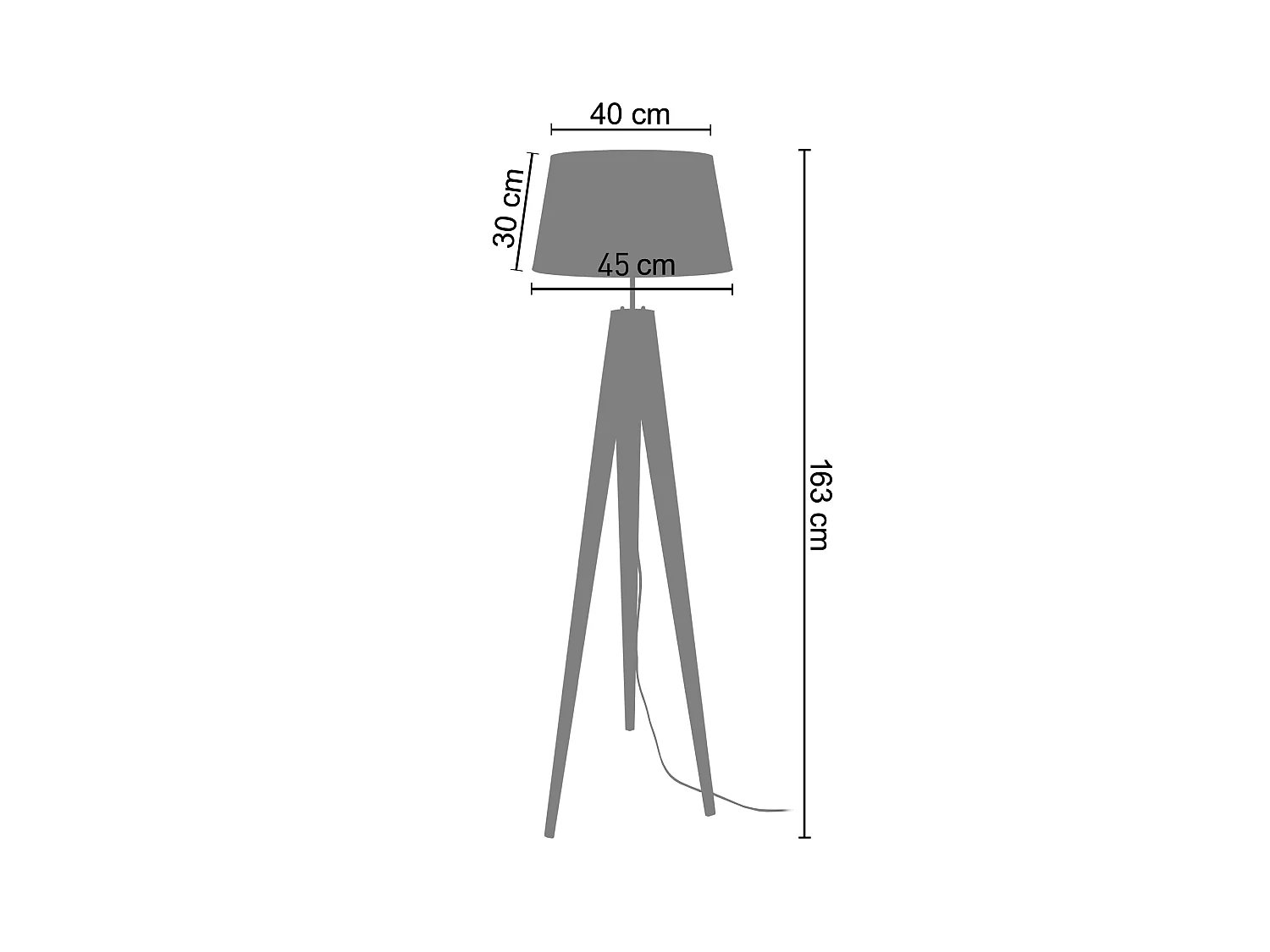 Lampada da terra legno nero  treppiedi IDUN tambour nero D'40cm