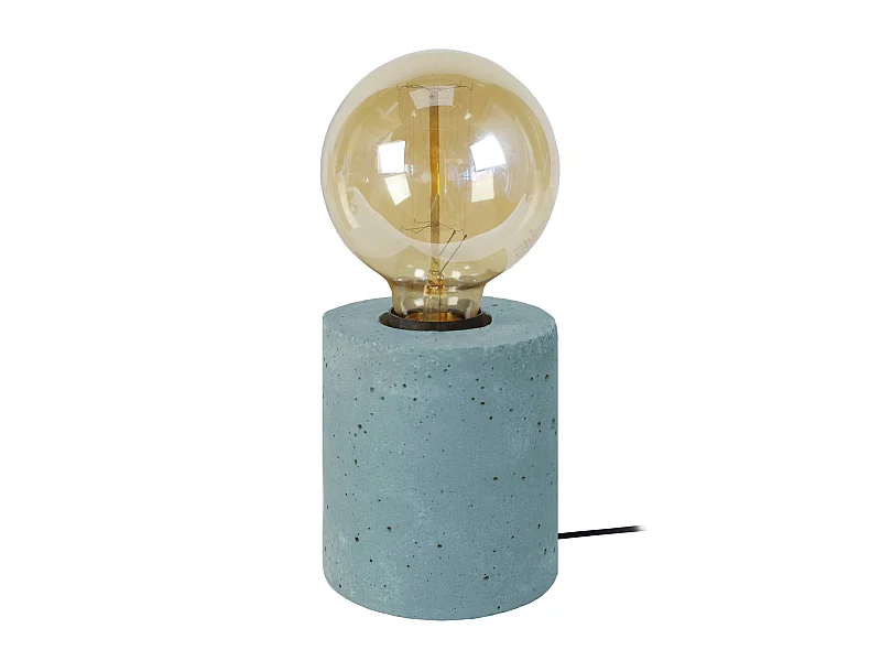 BÉTON CYLINDRE - Lampe de chevet globe bétonbleu