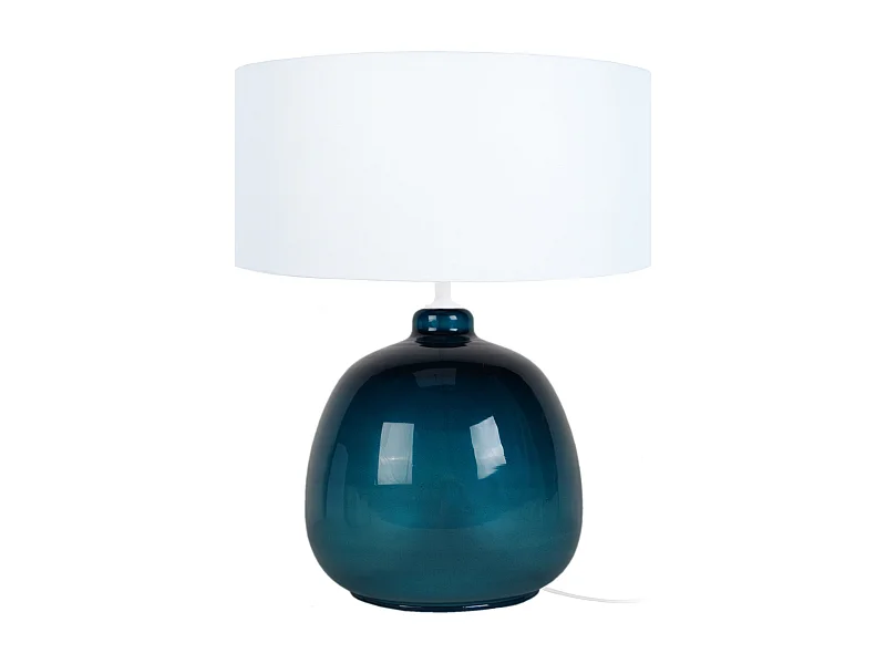 Lampe de Salon TOSEL ,verre,Bleu, H 48xD35xP35cm