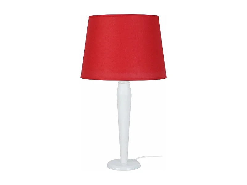 Lampe de chevet conique métal blanc,rouge 46 cm.