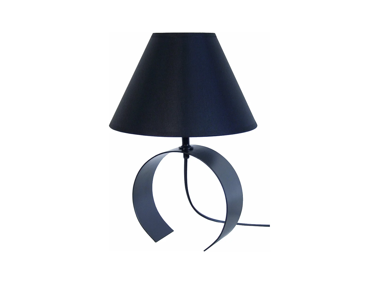 Lampe de chevet demi cylindre métal  noir 31 cm.
