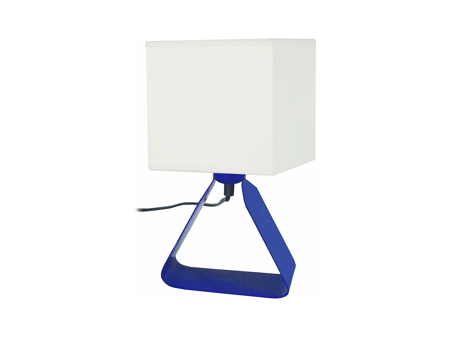 Lampe de chevet géométrique métal  bleu 29 cm.
