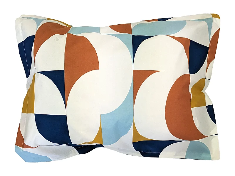 Taie d'oreiller 50x70 cm percale de coton MODULO bleu cobalt