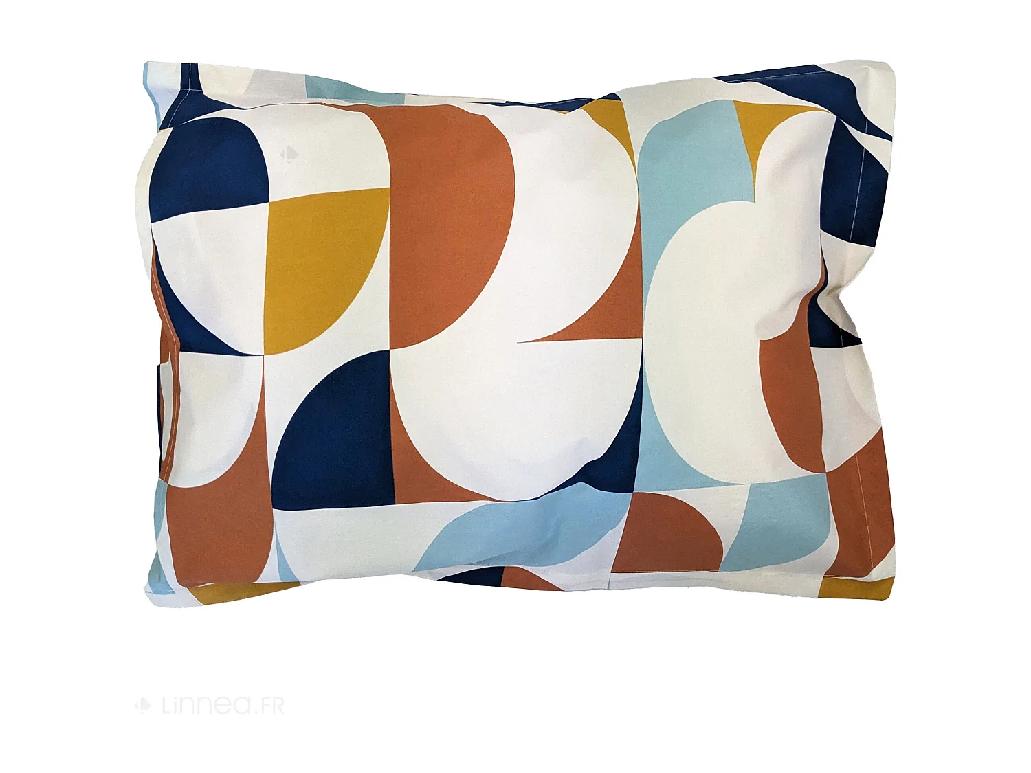 Taie d'oreiller 50x70 cm percale de coton MODULO bleu cobalt