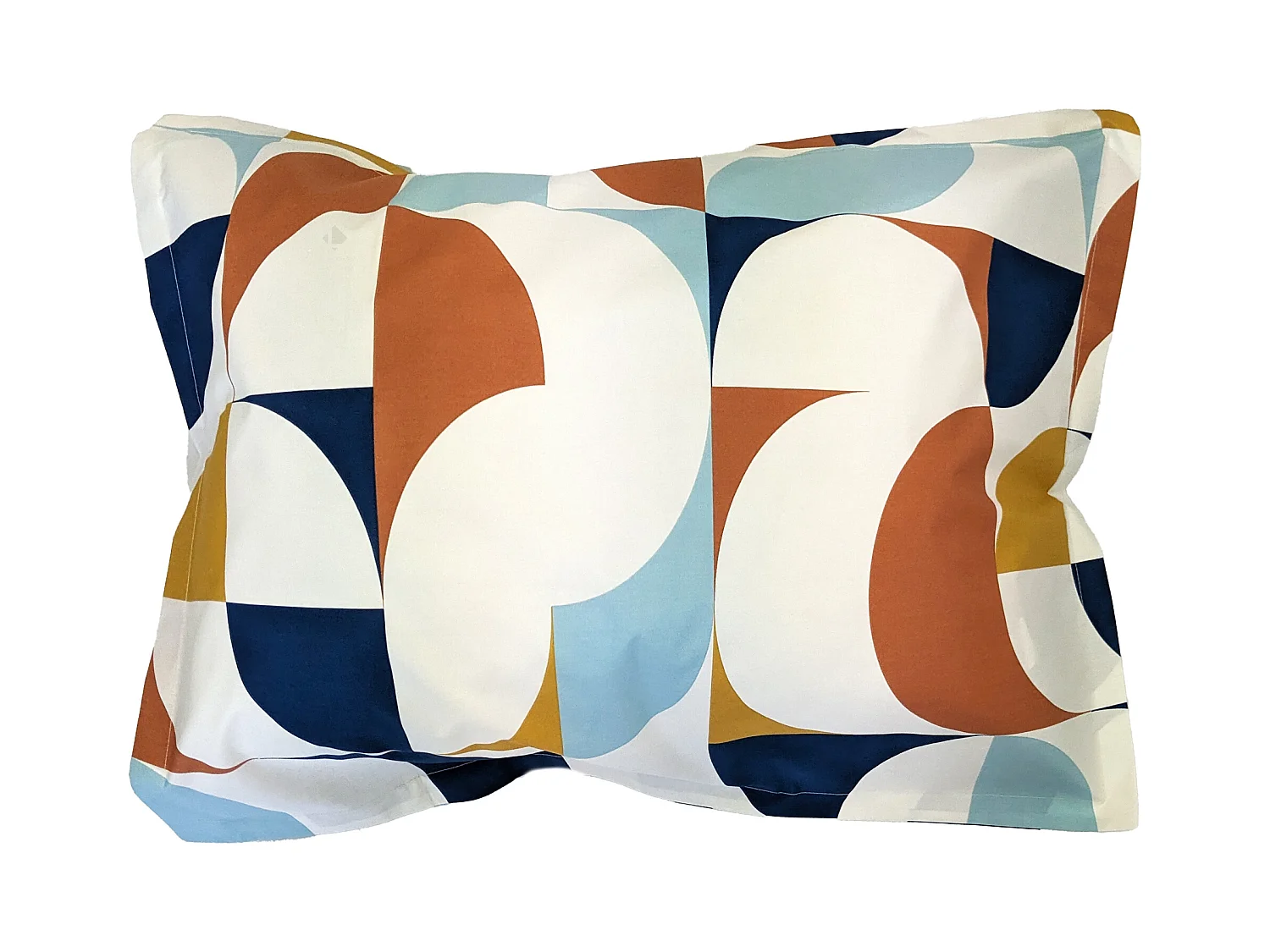Taie d'oreiller 50x70 cm percale de coton MODULO bleu cobalt