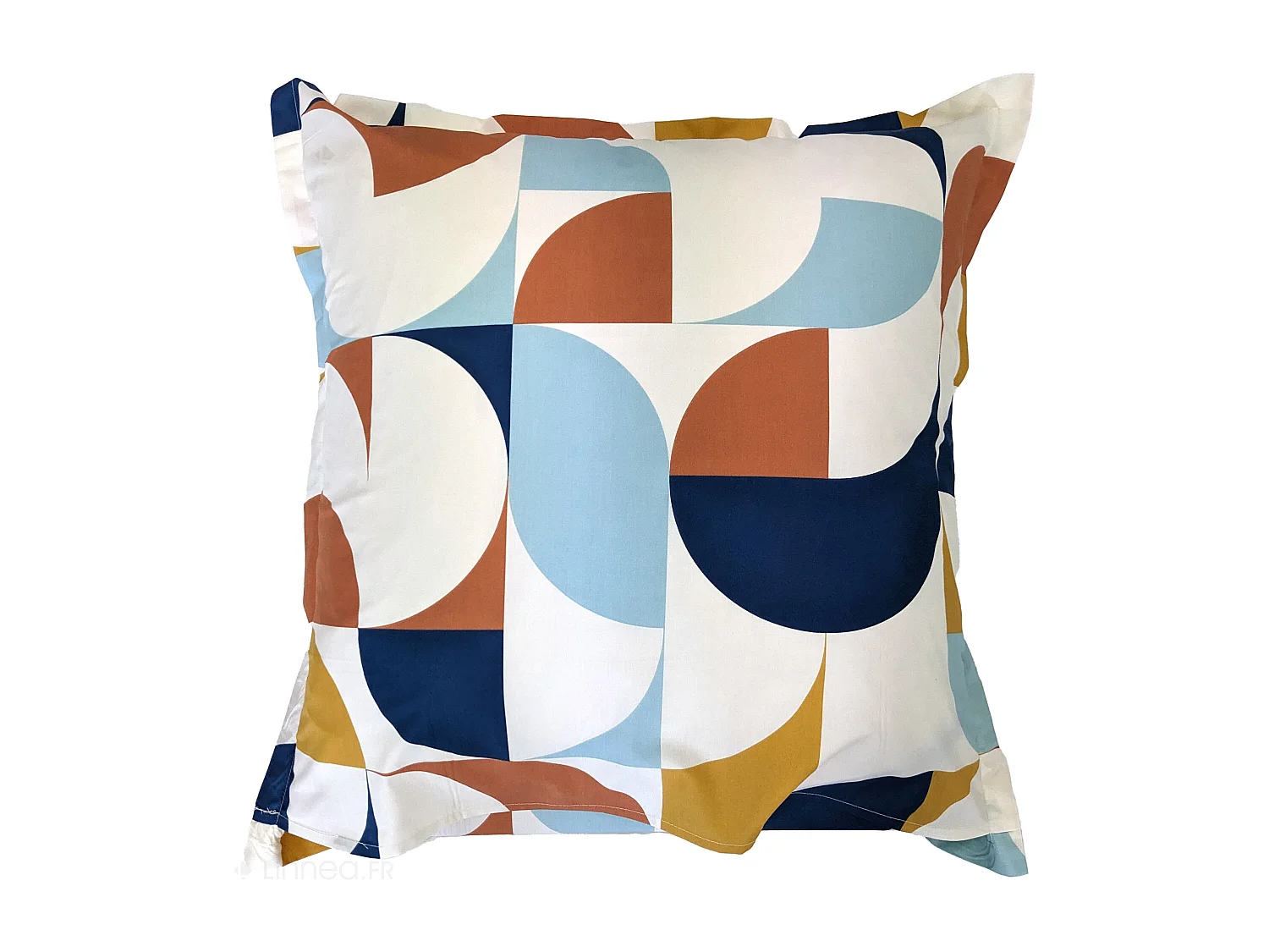 Taie d'oreiller 65x65 cm percale de coton MODULO bleu cobalt