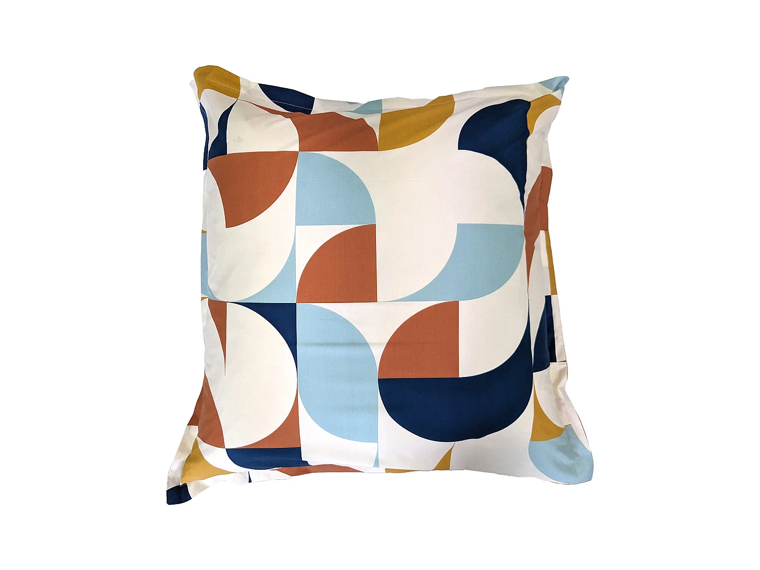 Taie d'oreiller 65x65 cm percale de coton MODULO bleu cobalt