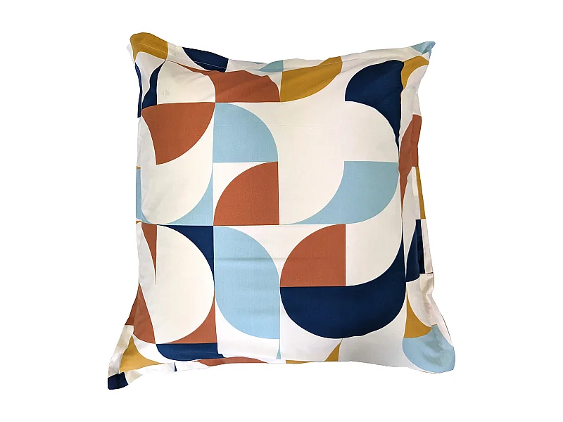 Taie d'oreiller 65x65 cm percale de coton MODULO bleu cobalt