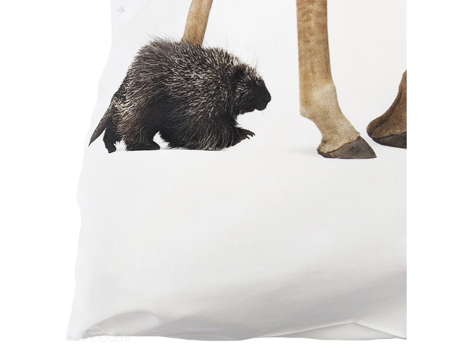 Taie d'oreiller imprimée 65x65 cm en 100% percale de coton NOÉ blanc