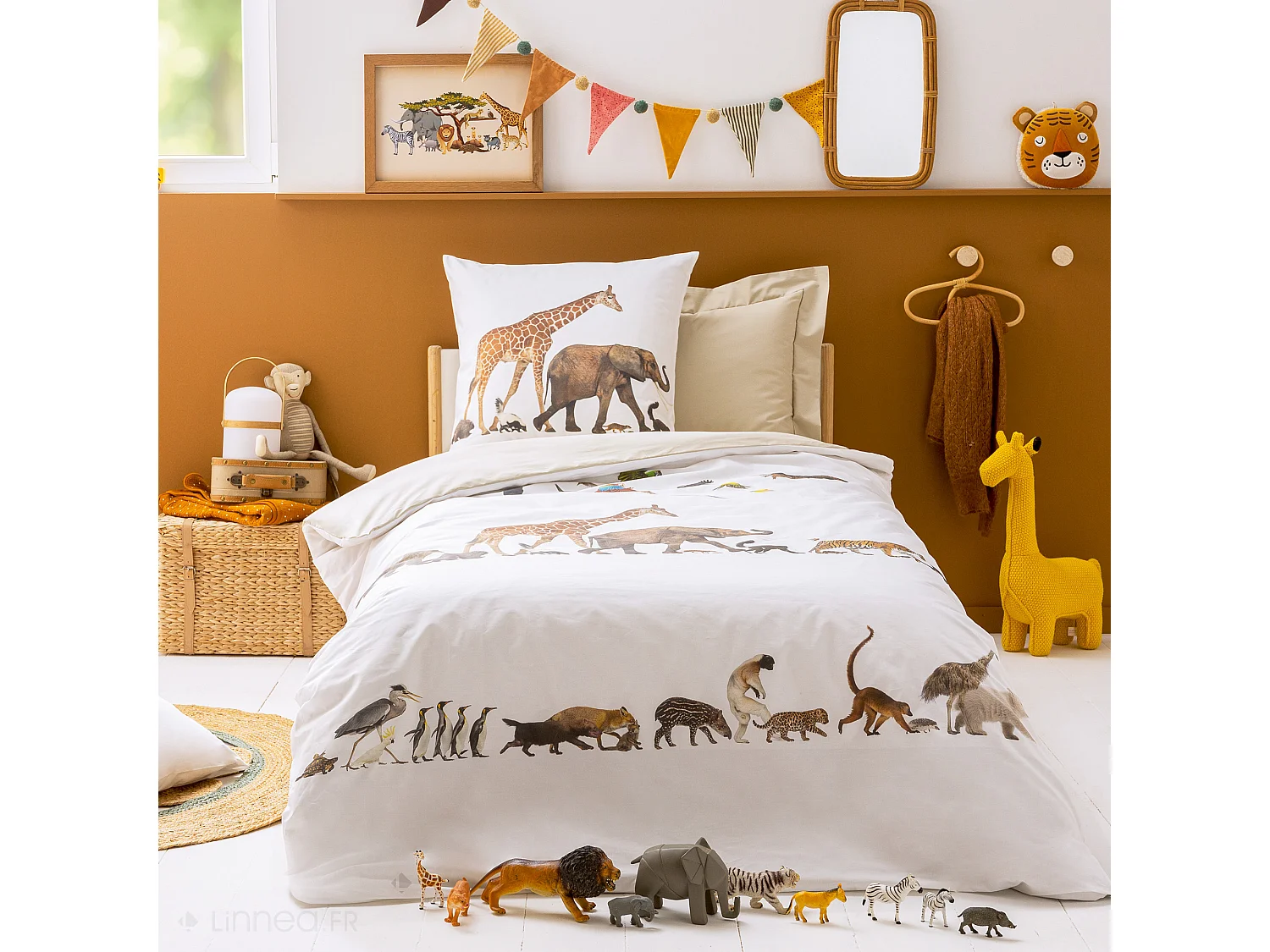 Housse de couette 200x200 cm en 100% percale de coton NOÉ blanc