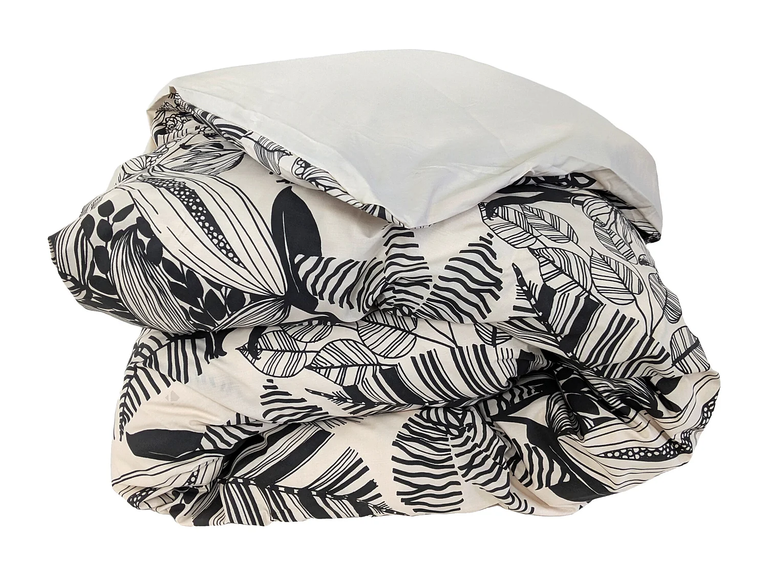 Housse de couette 280x240 cm percale de coton ALBA beige/noir