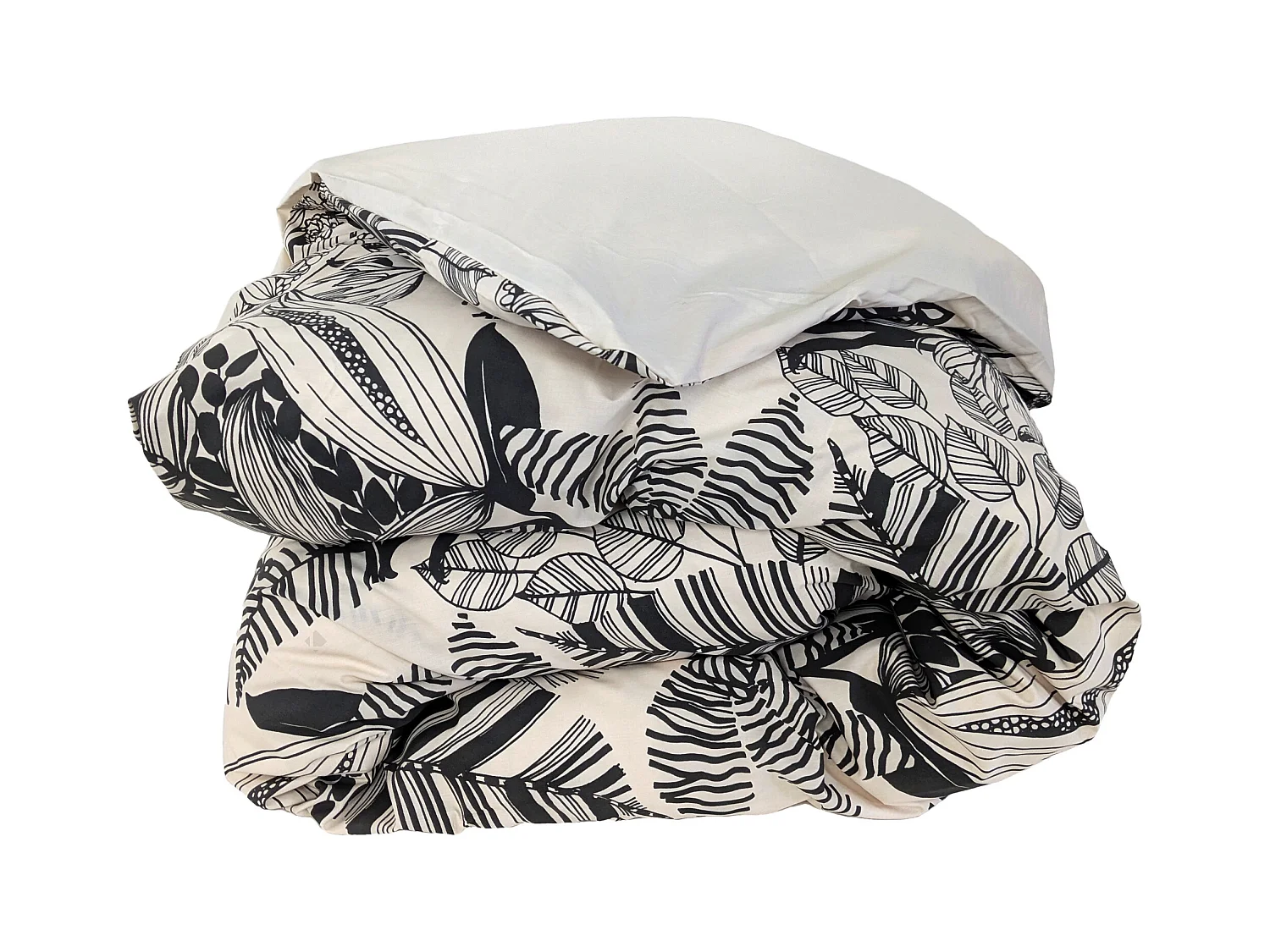Housse de couette 140x200 cm percale de coton ALBA beige/noir