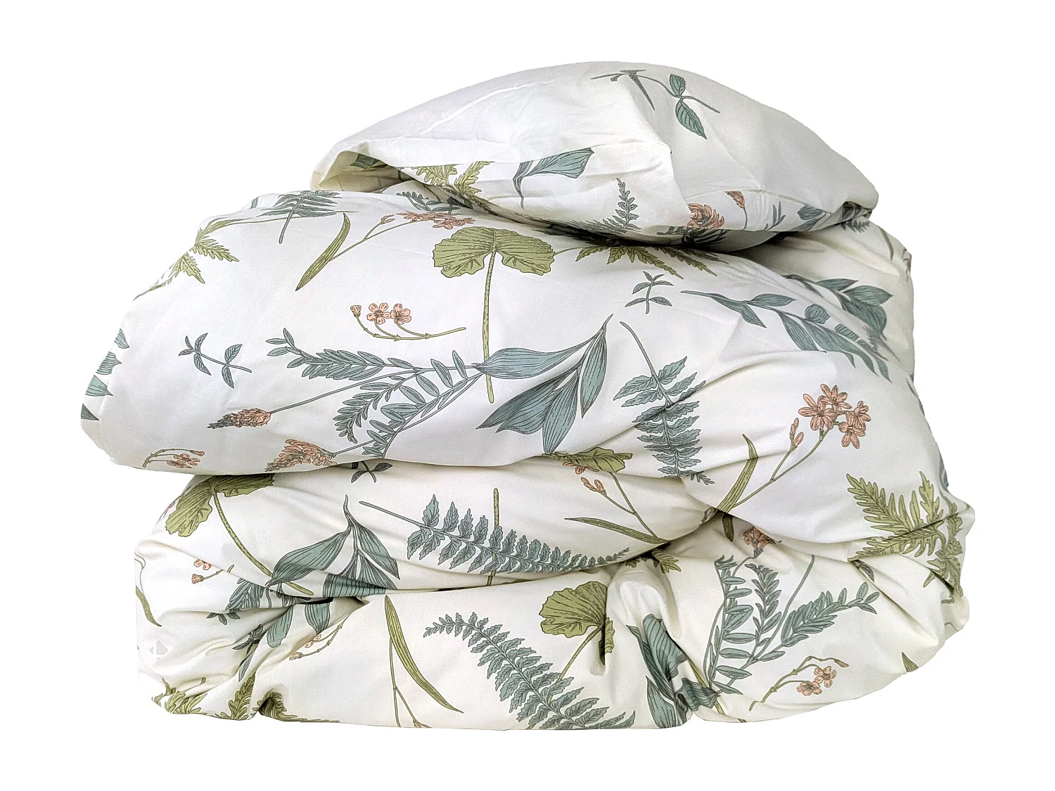 Housse de couette 140x200 cm percale coton FÉERIE Blanc sauge