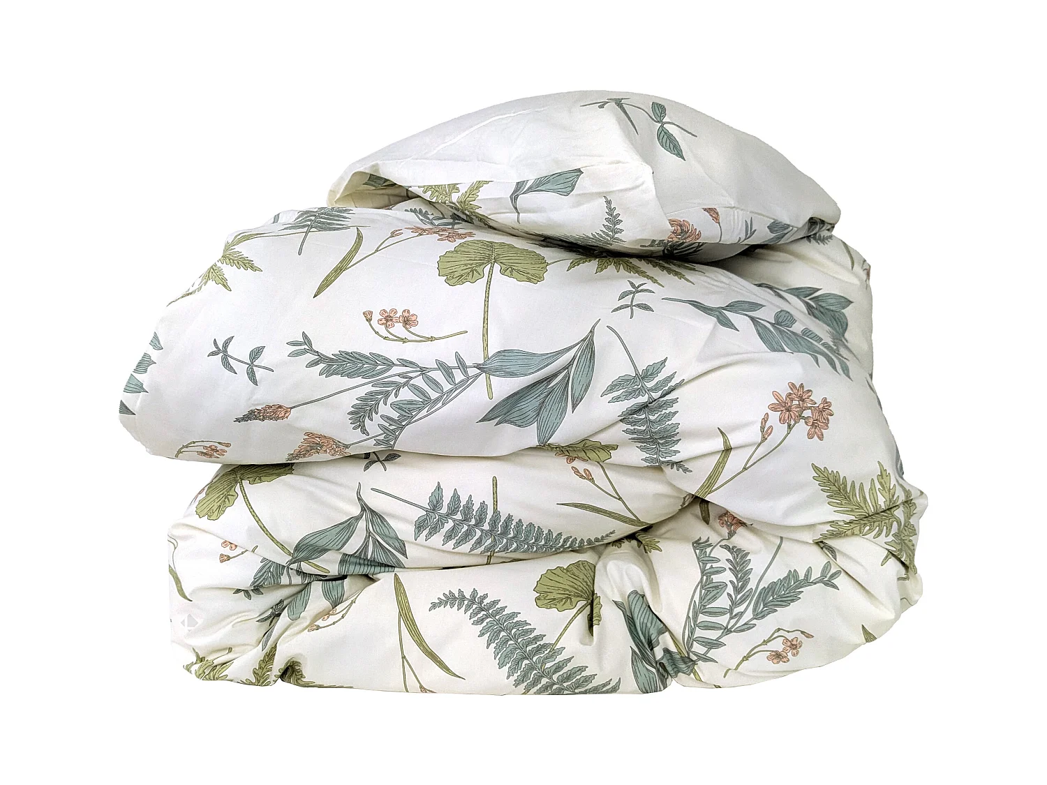Housse de couette 140x200 cm percale coton FÉERIE Blanc sauge