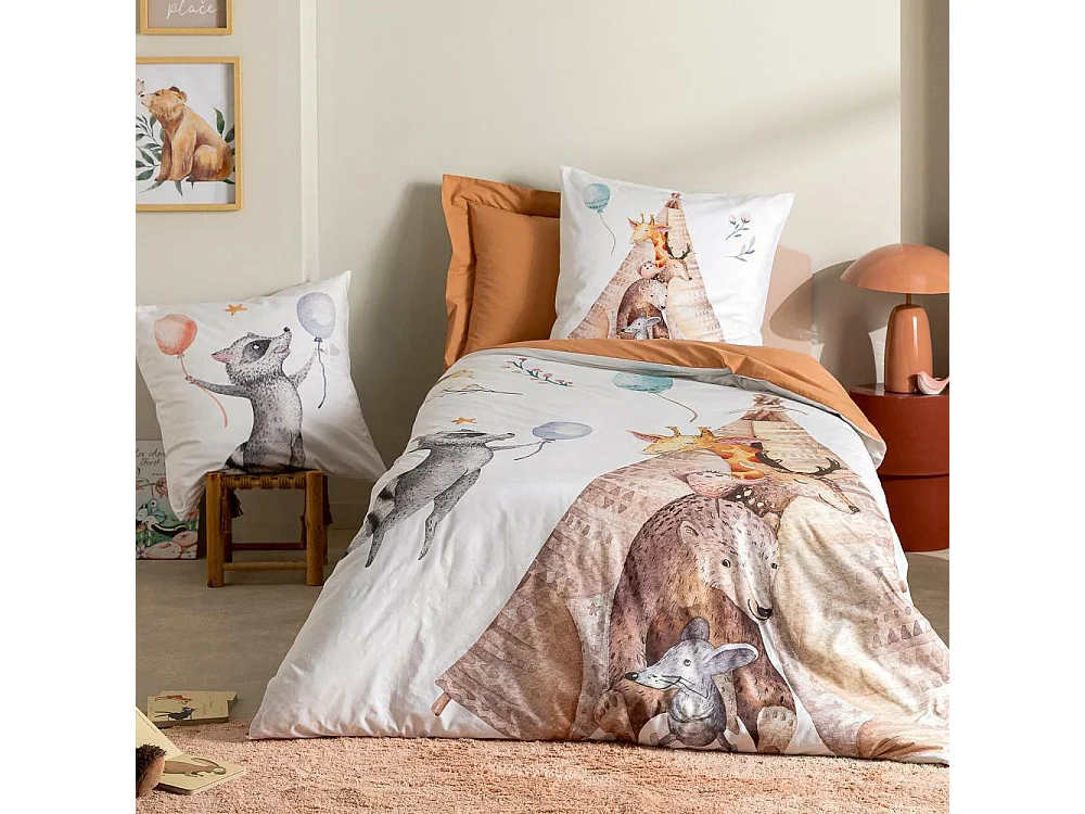 Housse de couette 140x200 cm en 100% percale de coton TIPI blanc