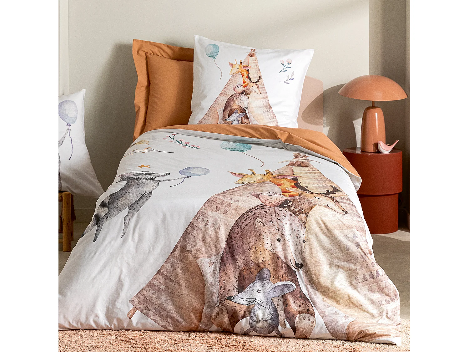 Housse de couette 140x200 cm en 100% percale de coton TIPI blanc