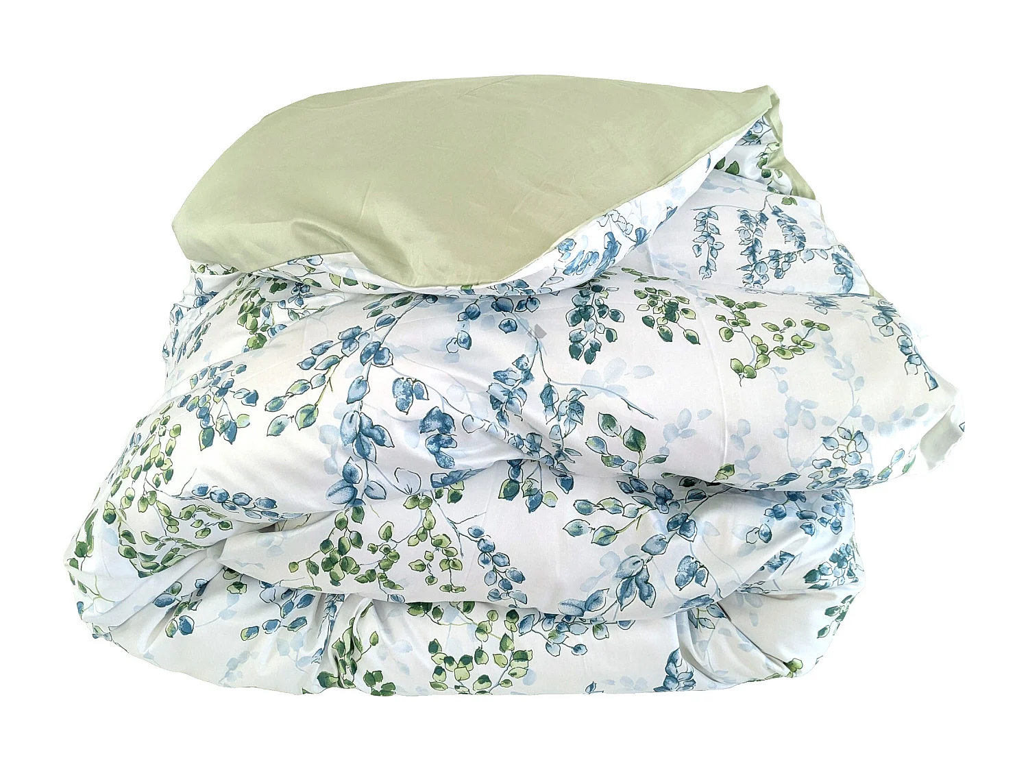 Housse de couette 260x240 cm satin de coton ANGÈLE vert tilleul