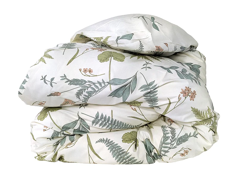 Housse de couette 240x220 cm percale coton FÉERIE Blanc sauge