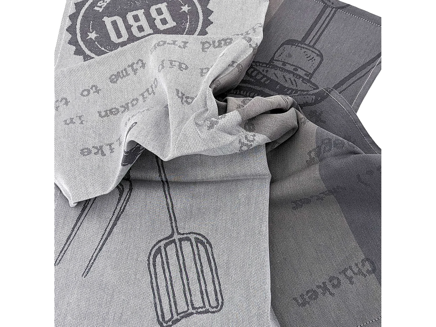 Lot de 2 torchons de cuisine pur coton 50x70 cm collection BBQ gris