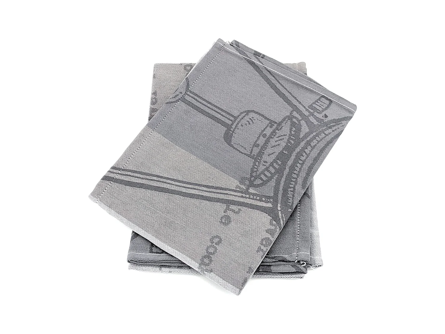Lot de 2 torchons de cuisine pur coton 50x70 cm collection BBQ gris